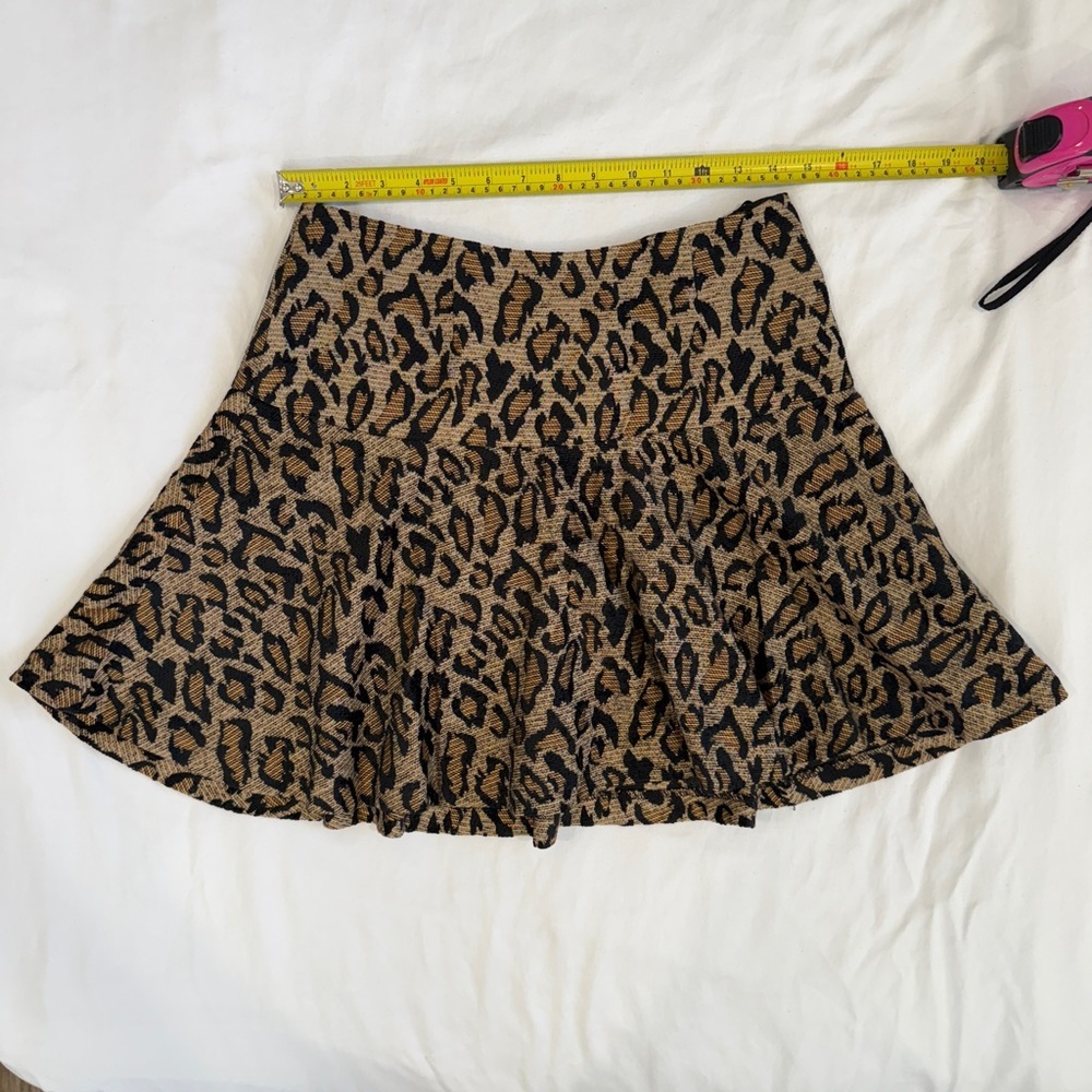NWT Free People Brown Cheetah Leopard Print Ruffle Skater Mini Skirt Size 8 Boho - Picture 2 of 6